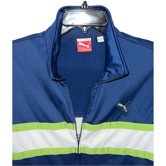 Puma Track Jacket Men’s Size M Blue Green Long Sleeve Front Zip Long Sleeve - Picture 4 of 6